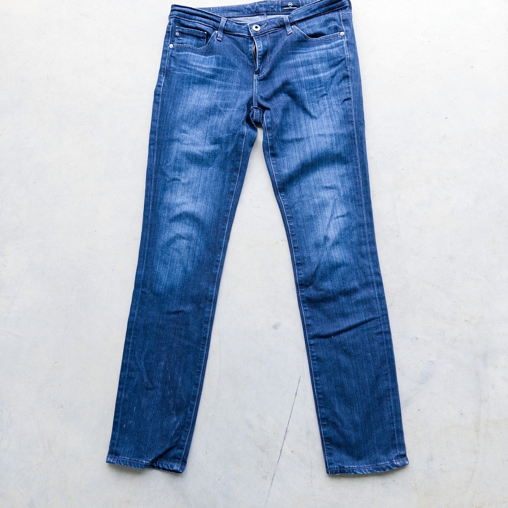 AG Adriano Goldschmied Women's Jeans 28R Dark Wash Stretch Slim Straight USA